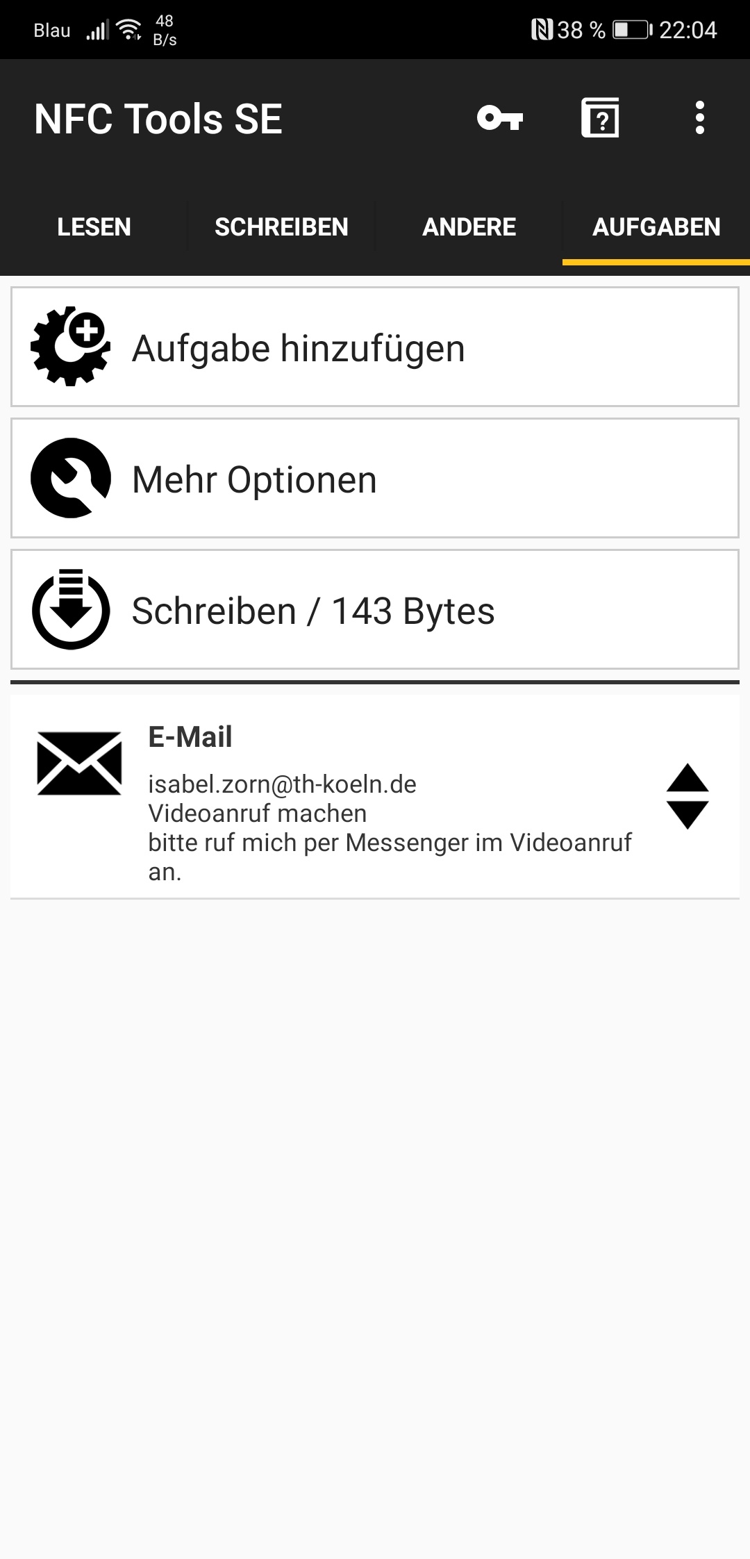 Screenshot Smartphone: E-Mail ohne SIM-Karte(1)